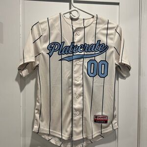 Kids' White & Light Blue Pinstripe Baseball Jersey